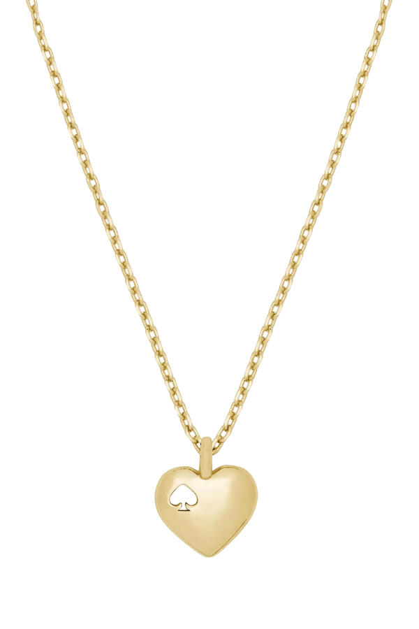 Heart and Spade Pendant Necklace, Cubic Zirconia & Brass