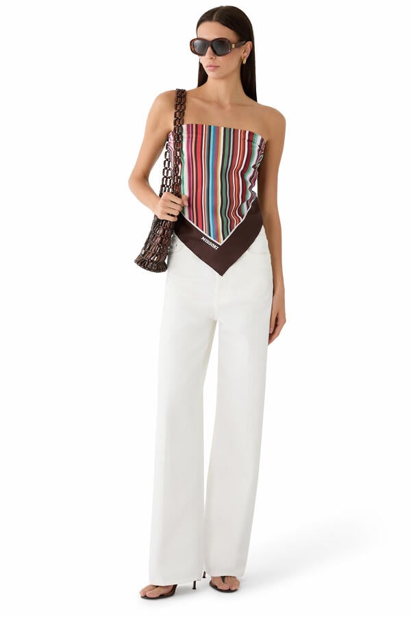  Diagonal Striped Silk Scarf 