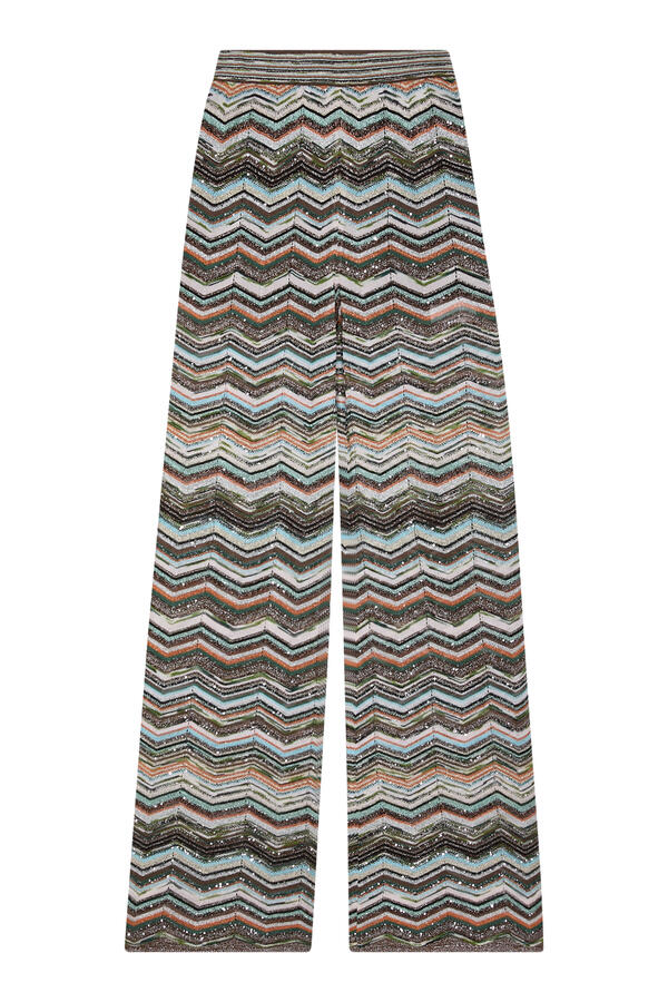 Chevron Sequined Flared Pants