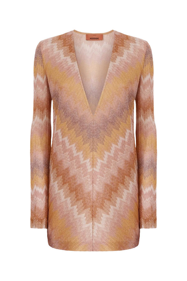 Snake Raschel Lurex Long Sleeves Mini Dress