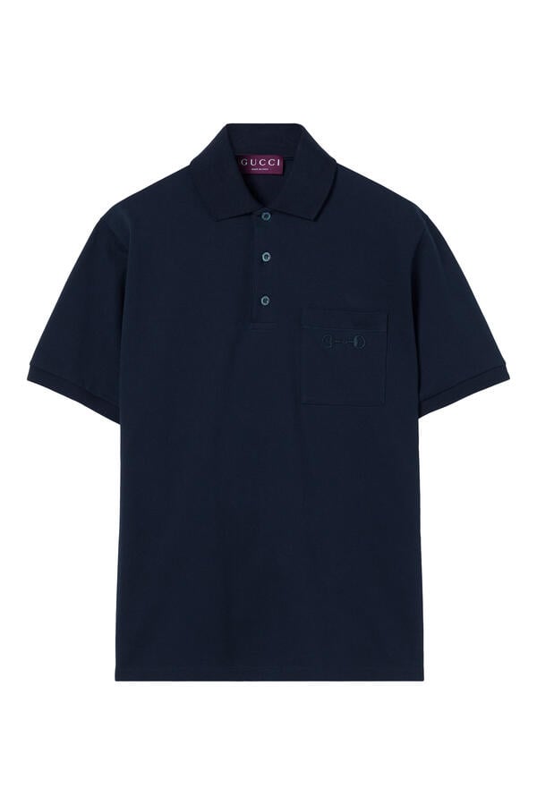 Cotton Piquet Polo Shirt with Embroidery