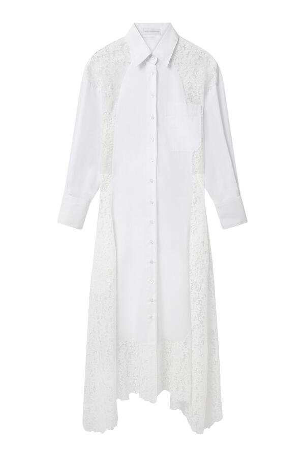 Lace-Paneled Poplin Dress