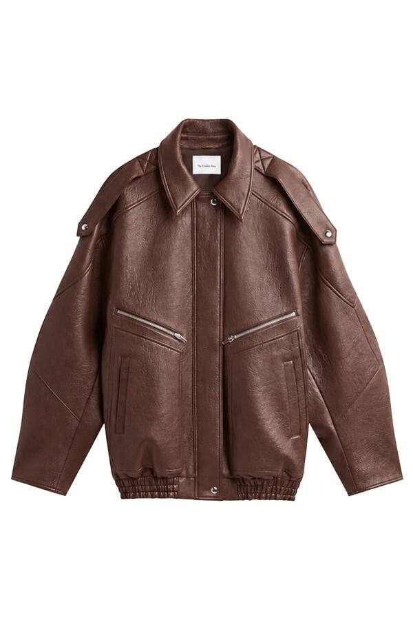 Hudson Faux Leather Bomber Jacket 