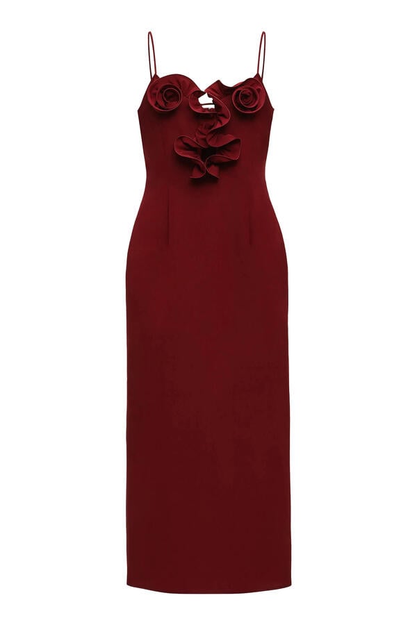  Cotton and Silk Flower-Detail Midi Beach Dress
