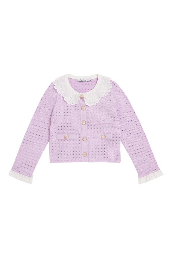 Kids Pointelle Ribbed Knit Cardigan