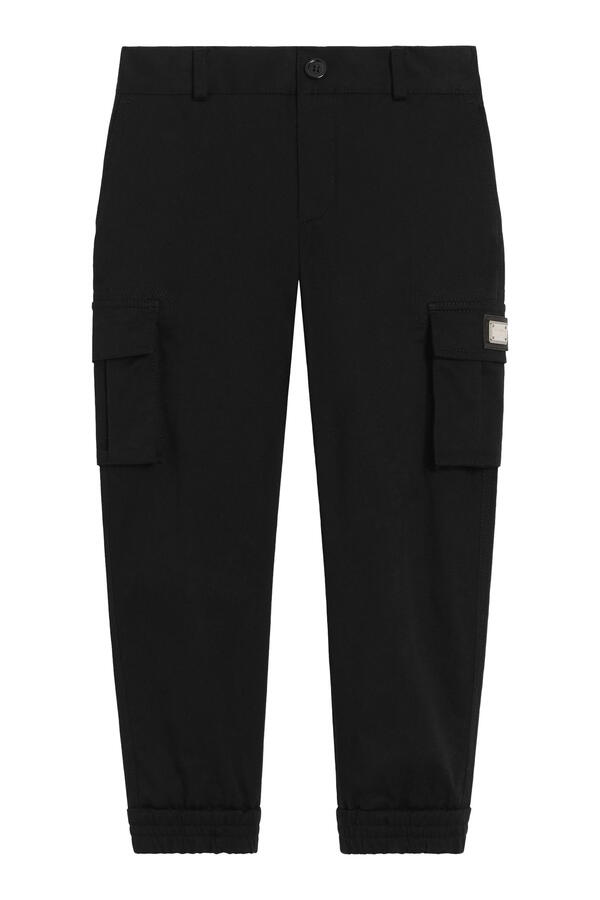 Kids Gabardine Cargo Pants with Logo Tag
