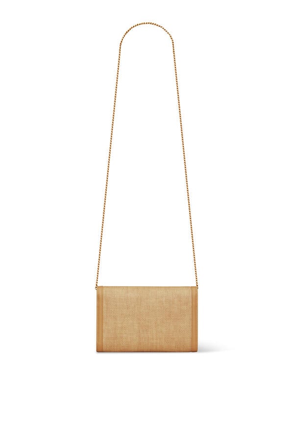 Uptown Chain Wallet in Micro Raffia