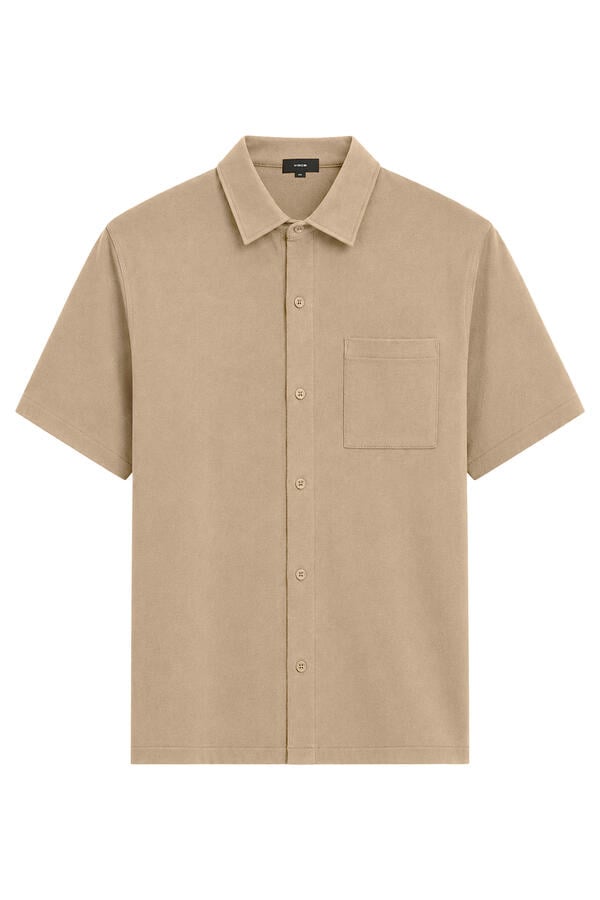 Sueded Cotton Jersey Button-Front Shirt
