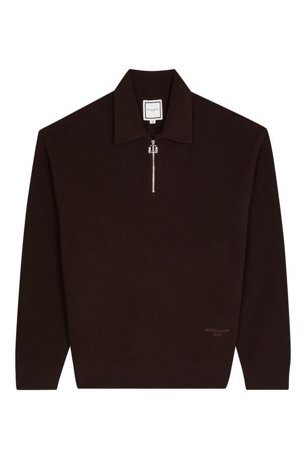 Ribbed Wool Polo Sweater
