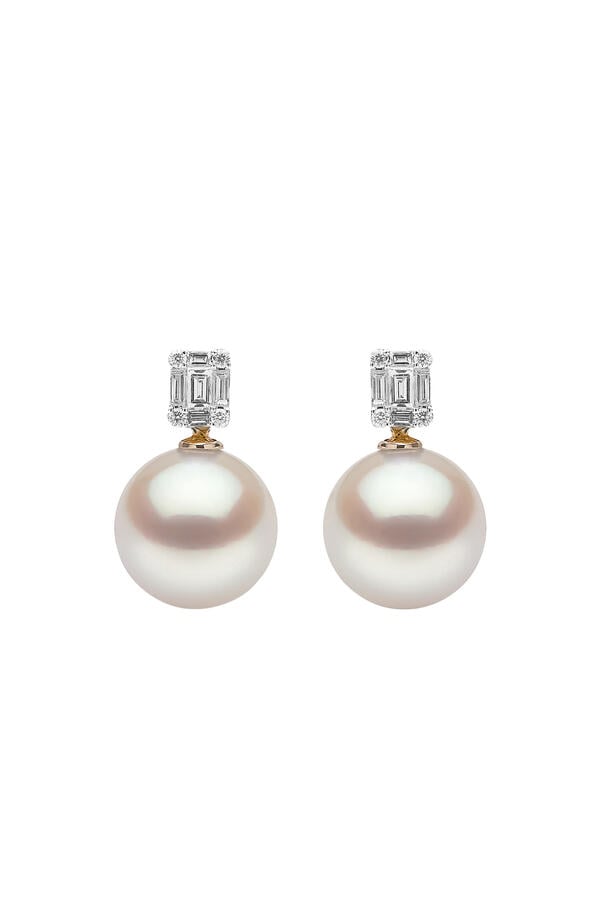 Starlight Earrings, 18k Yellow Gold, Diamond & Pearl
