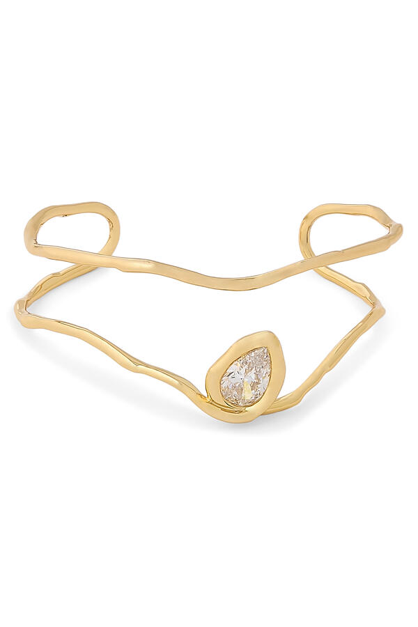 Asterales Gold Floating Cuff Bracelet, 14K Gold-Plated Brass & CZ