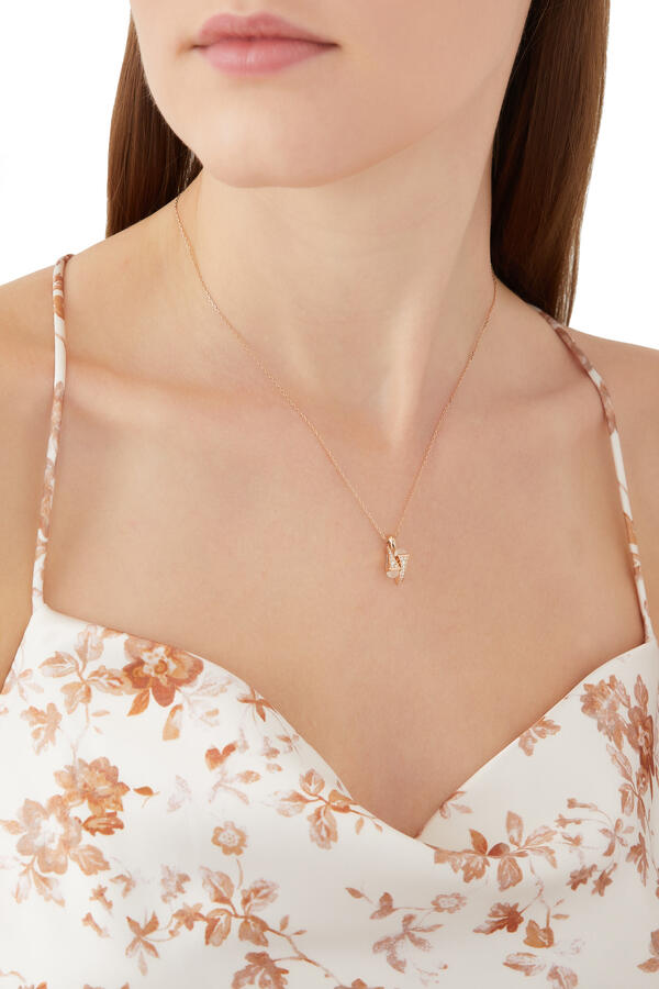 Cleo Huggie Pendant, 18K Rose Gold with Moonstone & Diamonds