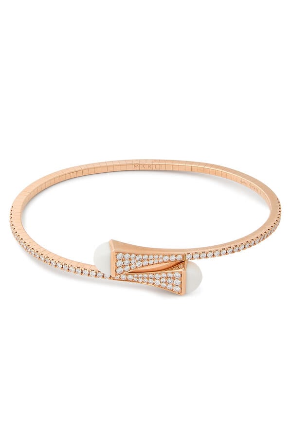 Cleo Slim Slip-On Bracelet, 18k Rose Gold & Diamonds