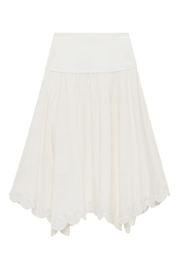  Haven Embroidered Linen Knit Skirt 