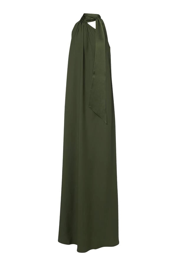 Astor Scarf-Detail One-Shoulder Gown