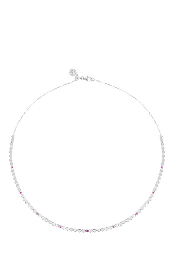  Love in Tokyo Necklace, 18K White Gold & Pink Sapphires