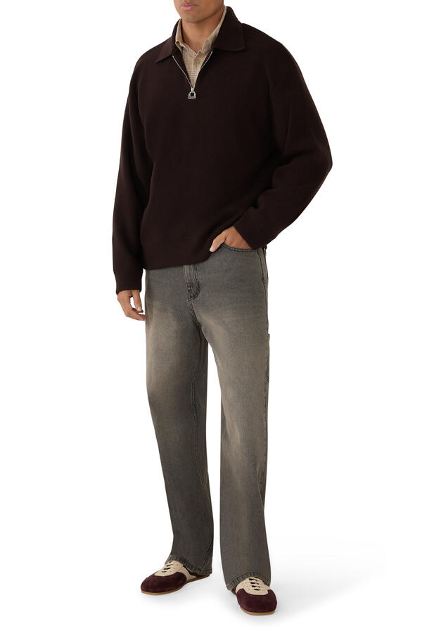 Straight Ribbed Denim Pants