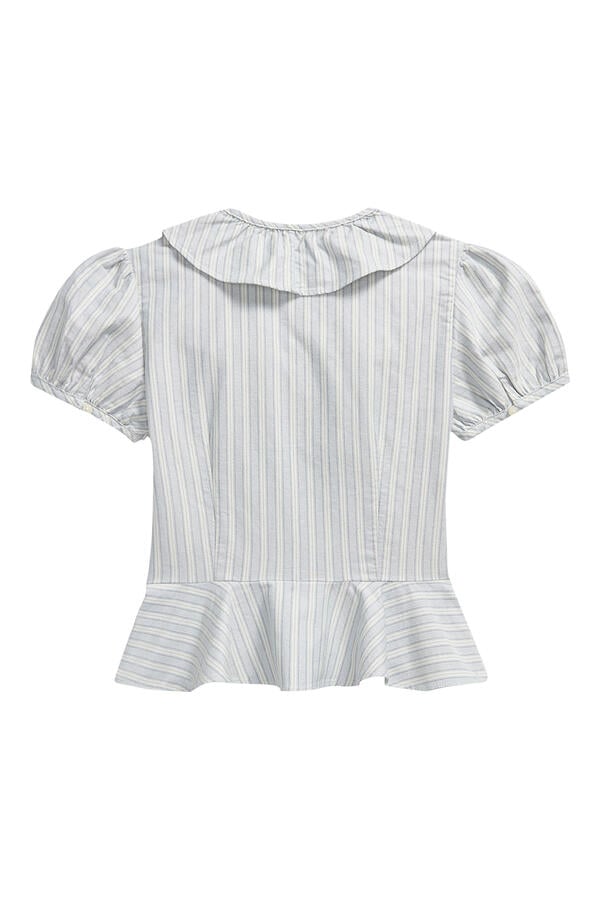 Kids  Striped Ruffled Cotton Oxford Shirt