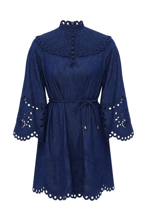 Mahon Broderie Denim Mini Dress