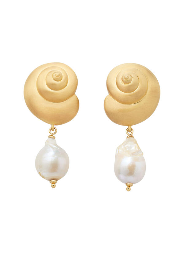 Beachside Drop Earrings, Plated Metal & Cubic Zirconia, Freshwater Pearl, Titanium Posts