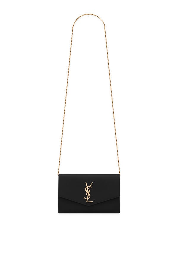 Uptown Chain Wallet In Grain De Poudre Embossed Leather 
