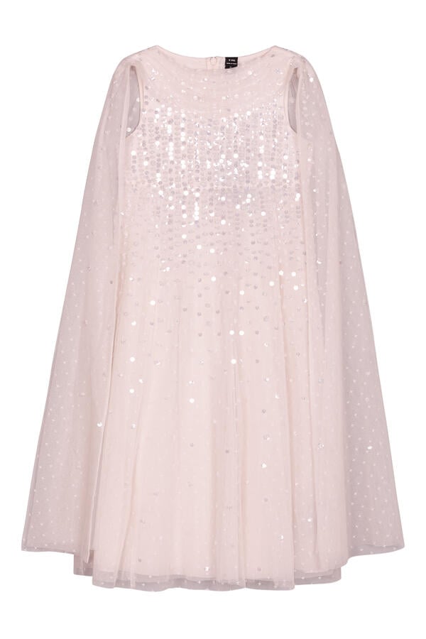 Kids Moonlight Sequin Draped Cape Gown