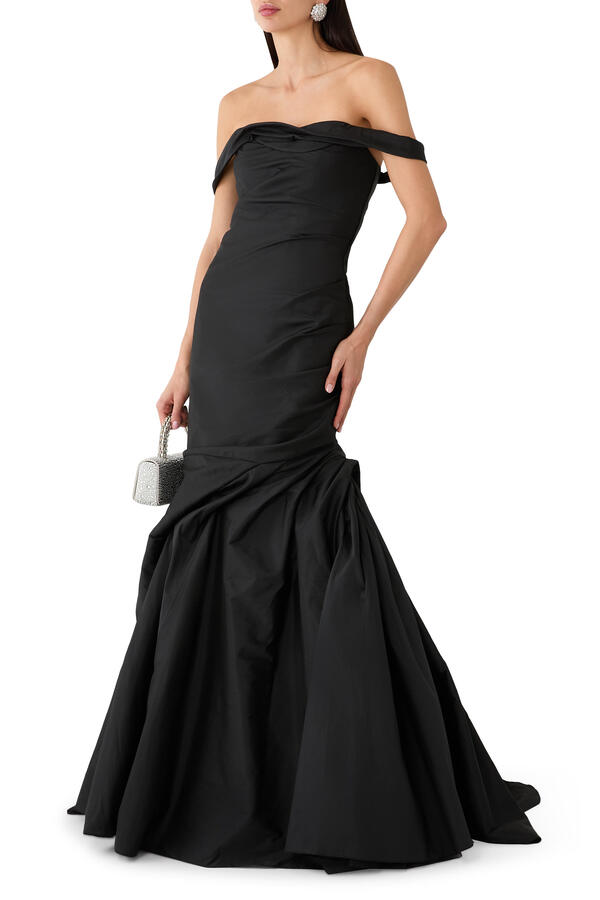 Asymmetric Draped Mermaid Gown