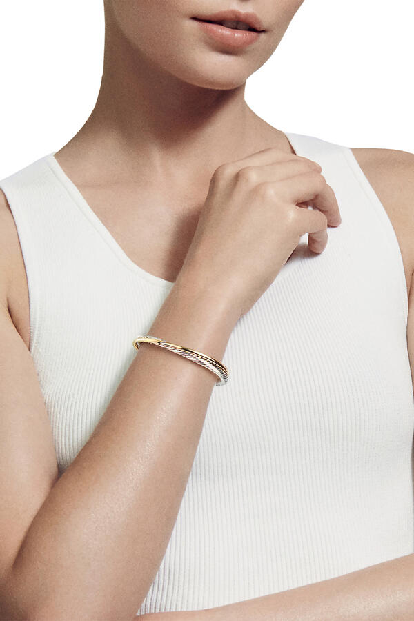 Crossover Bracelet, 18K Yellow Gold & Sterling Silver
