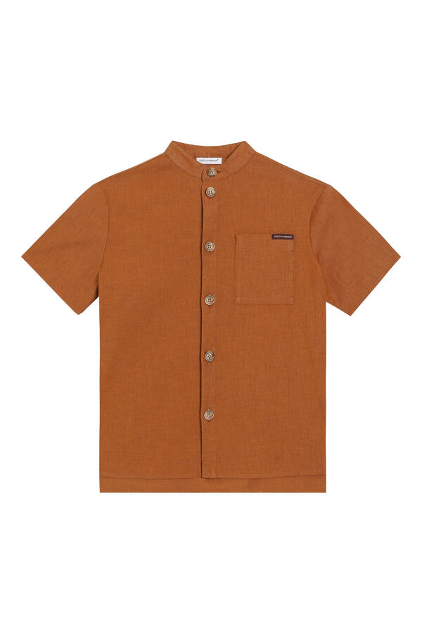 Kids Logo Cotton & Linen Canvas Shirt