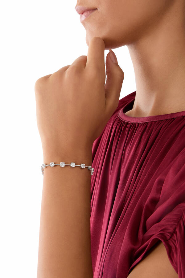 Graduated Round Bar Spaced Bracelet, Cubic Zirconia