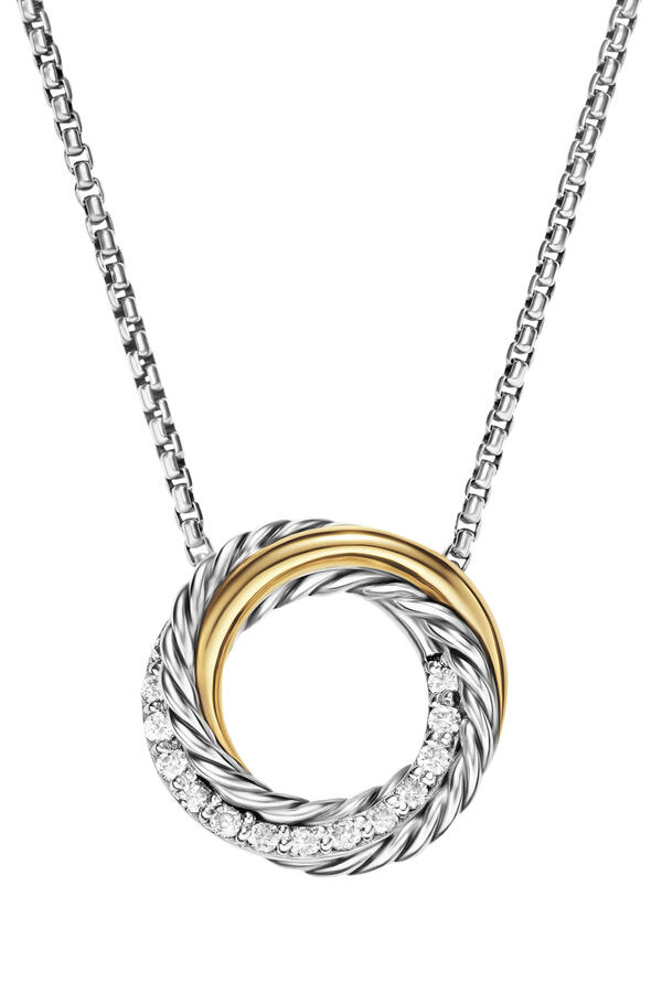 Crossover Mini Pendant Necklace, Sterling Silver & 18k Yellow Gold
