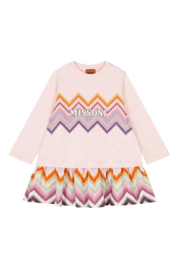 Kids  Chevron Long Sleeve Jersey Dress 
