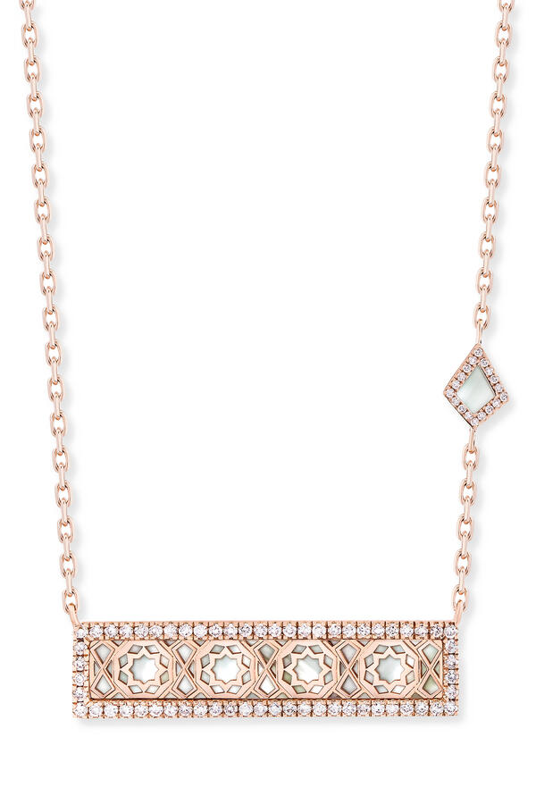 Oud Turath Necklace, 18k Pink Gold & Mother-of-Pearl, Diamonds