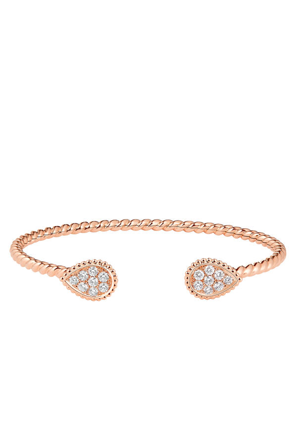 Serpent Bohème Double Motif Bracelet, Paved With Diamonds, 18k Pink Gold