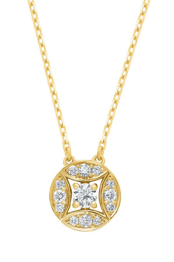 Barq Marquise Circle Necklace, 18k Yellow Gold & Diamonds