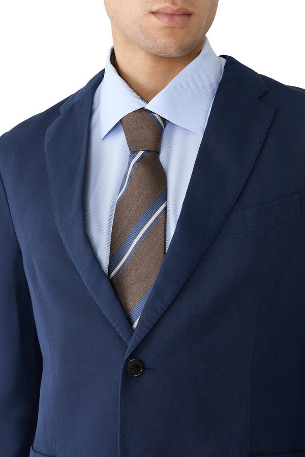 Striped Woven Shantung Silk Tie 