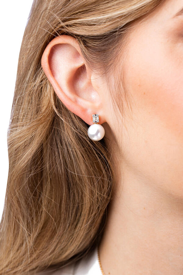 Starlight Earrings, 18k Yellow Gold, Diamond & Pearl