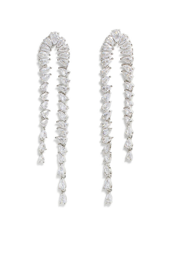  Pear Diamond Drop Earrings, Sterling Silver
