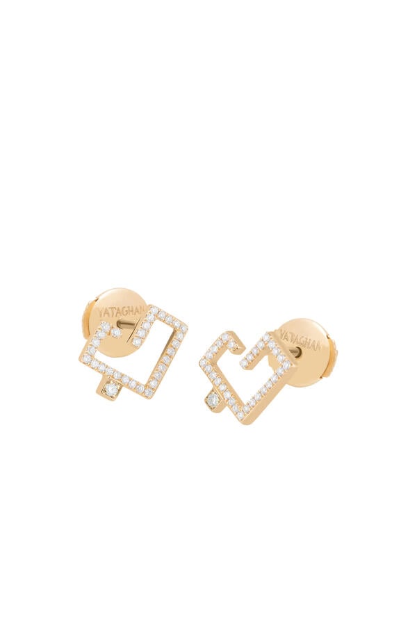 Hubb XS Stud Earrings, 18k Yellow Gold & Diamonds