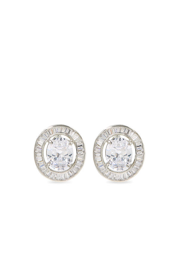 Oval Solitaire Studs, Sterling Silver