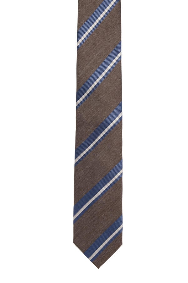 Striped Woven Shantung Silk Tie 