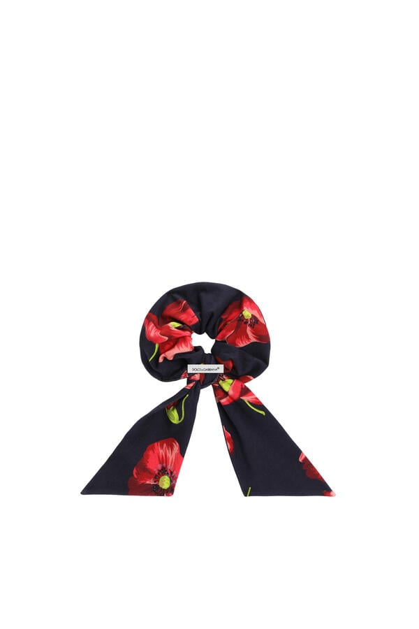 Kids Poppy-Print Interlock Scrunchie