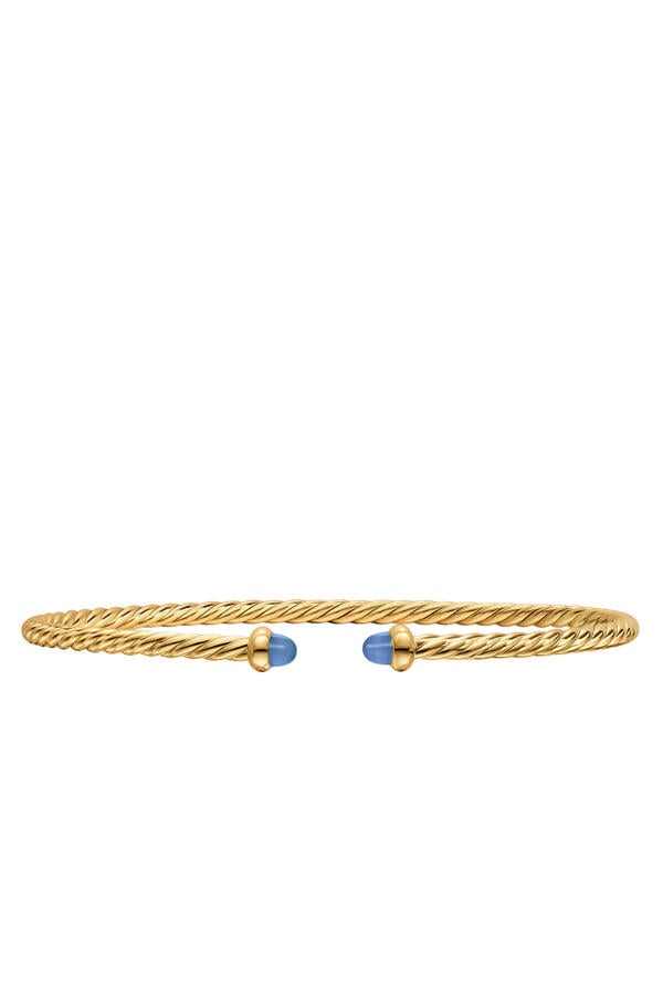 Micro Cablespira® Flex Bracelet, 18K Yellow Gold & Blue Sapphires