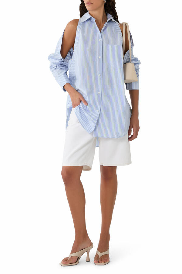 Nananda Stripe Shirting Oversized Shirt 
