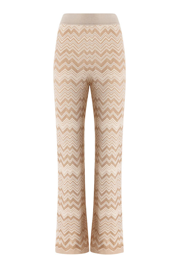 Tonal Chevron Flared Pants