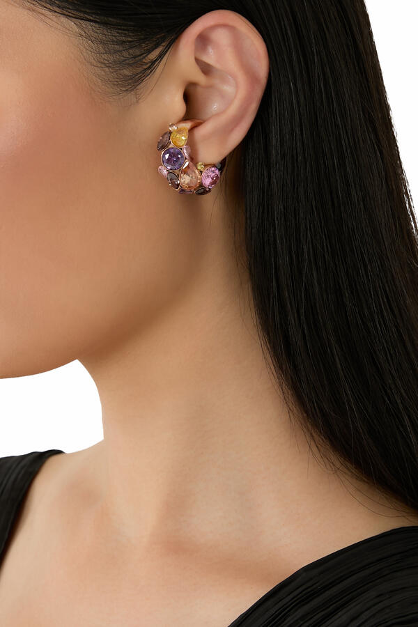 Round Single Ear Cuff, Gold-Plated Stainless Steel & Crystals