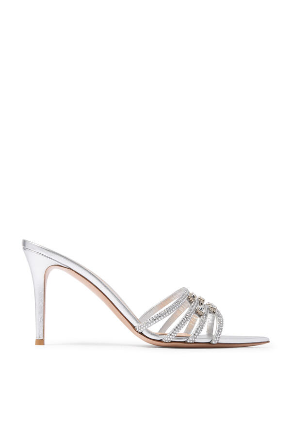 Elisabeth 85 Embellished Mules in Suede Leather
