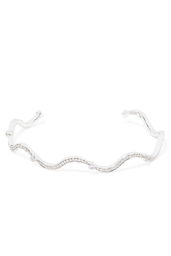 Wave Diamond Bracelet in 18kt White Gold