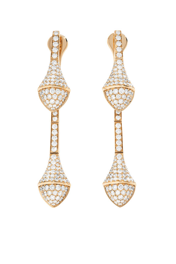 Cleo Drop Earrings, 18k Rose Gold with Full Diamonds