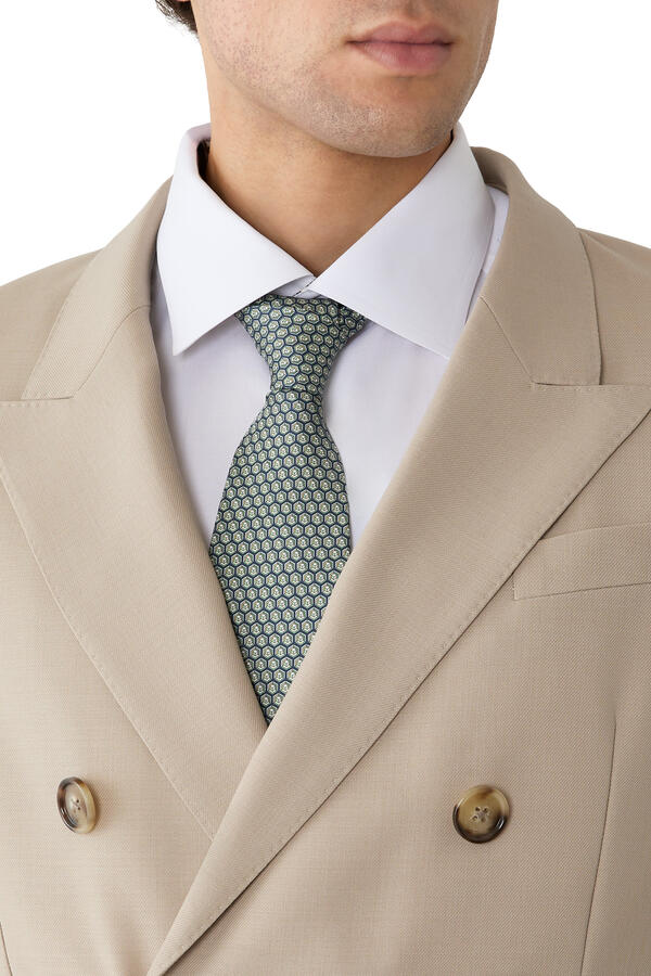Geometric Print Silk Tie
